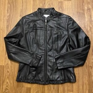 Vintage Wilsons Maxima Leather Jacket Women‎ Medium Black Motorcycle Biker Zip